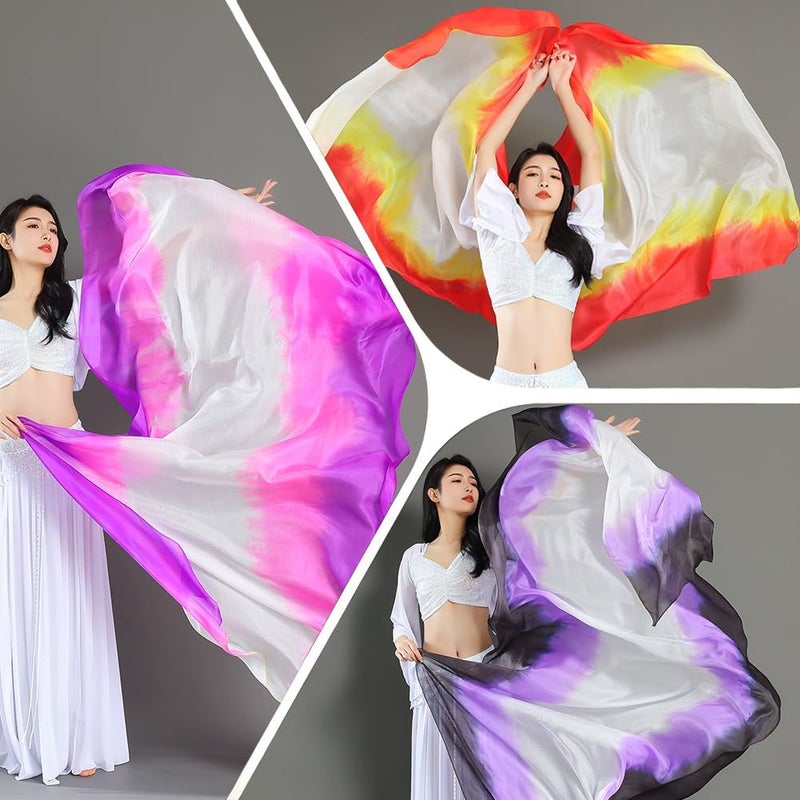Rivoxi Women Real Silk Belly Dance Silk Veils Professional Oriental Halloween Stage Performance Show - Image 4